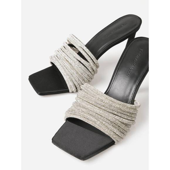 NEW JONATHAN SIMKHAI women's lena multi strap crystal mule in black - Picture 5 of 5